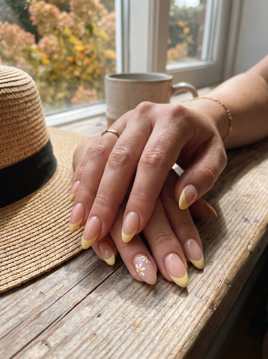 Yellow French August Nails